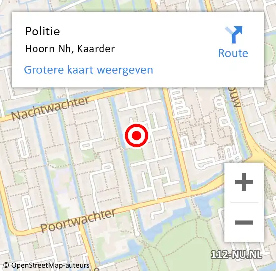 Locatie op kaart van de 112 melding: Politie Hoorn Nh, Kaarder op 5 juli 2017 12:59