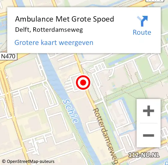 Locatie op kaart van de 112 melding: Ambulance Met Grote Spoed Naar Delft, Rotterdamseweg op 5 juli 2017 12:59