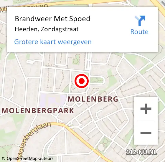 Locatie op kaart van de 112 melding: Brandweer Met Spoed Naar Heerlen, Zondagstraat op 5 juli 2017 13:03