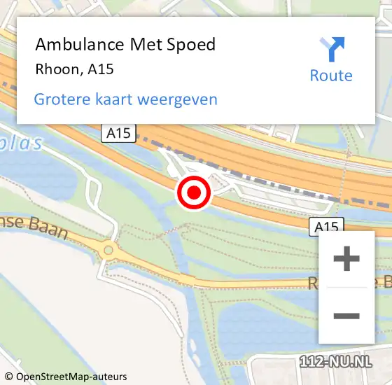 Locatie op kaart van de 112 melding: Ambulance Met Spoed Naar Rhoon, A15 op 5 juli 2017 13:25
