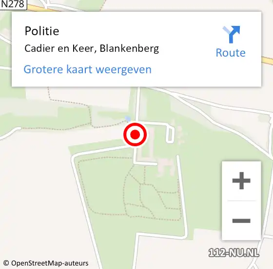 Locatie op kaart van de 112 melding: Politie Cadier en Keer, Blankenberg op 5 juli 2017 13:58