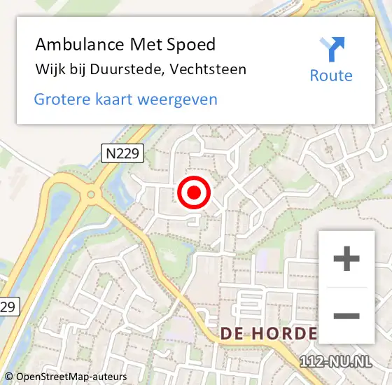 Locatie op kaart van de 112 melding: Ambulance Met Spoed Naar Wijk bij Duurstede, Vechtsteen op 5 juli 2017 14:07