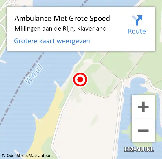 Locatie op kaart van de 112 melding: Ambulance Met Grote Spoed Naar Millingen aan de Rijn, Klaverland op 5 juli 2017 14:24