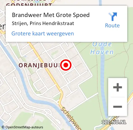 Locatie op kaart van de 112 melding: Brandweer Met Grote Spoed Naar Strijen, Prins Hendrikstraat op 5 juli 2017 14:29