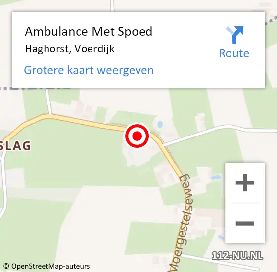 Locatie op kaart van de 112 melding: Ambulance Met Spoed Naar Haghorst, Voerdijk op 5 juli 2017 15:02