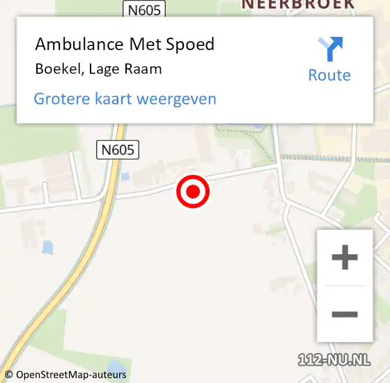 Locatie op kaart van de 112 melding: Ambulance Met Spoed Naar Boekel, Lage Raam op 5 juli 2017 15:19
