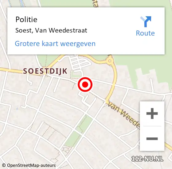 Locatie op kaart van de 112 melding: Politie Soest, Van Weedestraat op 5 juli 2017 15:31