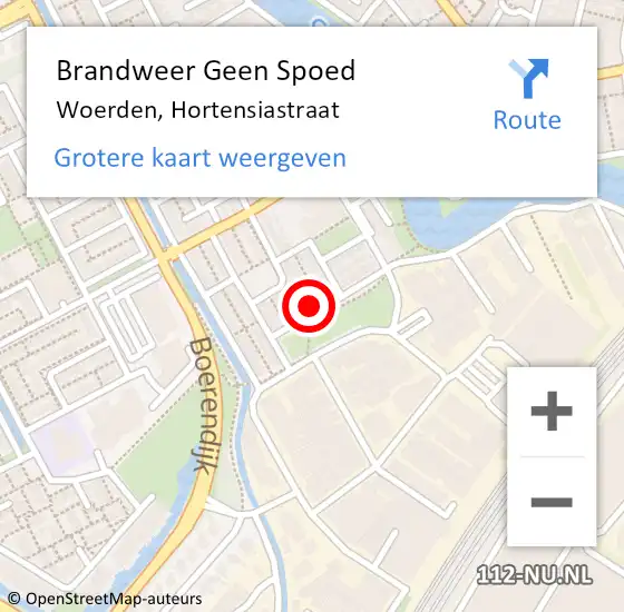 Locatie op kaart van de 112 melding: Brandweer Geen Spoed Naar Woerden, Hortensiastraat op 5 juli 2017 15:40