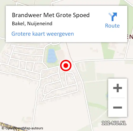 Locatie op kaart van de 112 melding: Brandweer Met Grote Spoed Naar Bakel, Nuijeneind op 5 juli 2017 16:57