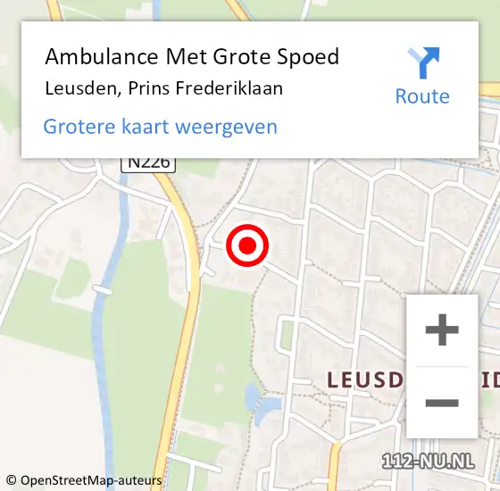 Locatie op kaart van de 112 melding: Ambulance Met Grote Spoed Naar Leusden, Prins Frederiklaan op 5 juli 2017 17:31