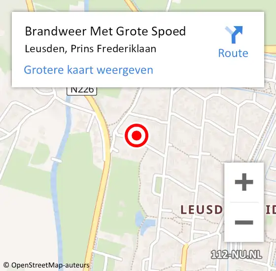 Locatie op kaart van de 112 melding: Brandweer Met Grote Spoed Naar Leusden, Prins Frederiklaan op 5 juli 2017 17:34