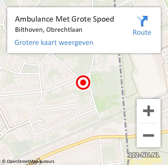 Locatie op kaart van de 112 melding: Ambulance Met Grote Spoed Naar Bilthoven, Obrechtlaan op 5 juli 2017 17:56