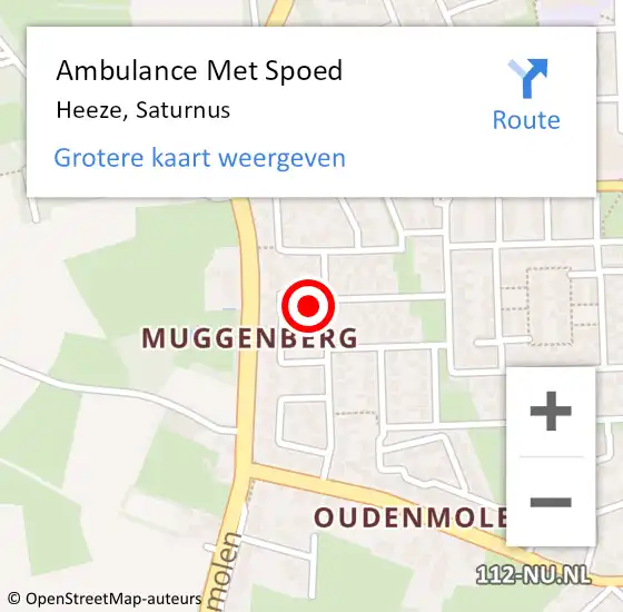 Locatie op kaart van de 112 melding: Ambulance Met Spoed Naar Heeze, Saturnus op 5 juli 2017 18:10