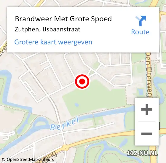 Locatie op kaart van de 112 melding: Brandweer Met Grote Spoed Naar Zutphen, IJsbaanstraat op 5 juli 2017 18:15