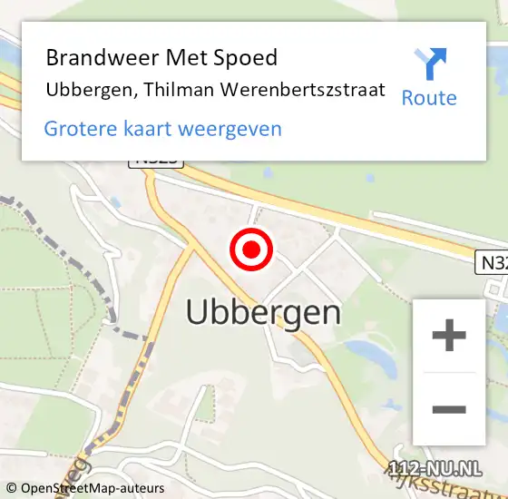 Locatie op kaart van de 112 melding: Brandweer Met Spoed Naar Ubbergen, Thilman Werenbertszstraat op 5 juli 2017 19:05