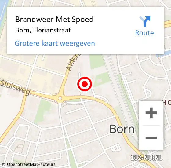 Locatie op kaart van de 112 melding: Brandweer Met Spoed Naar Born, Florianstraat op 5 juli 2017 20:24