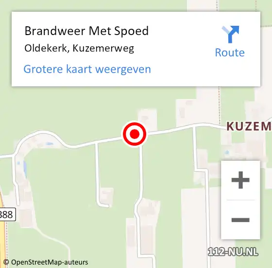 Locatie op kaart van de 112 melding: Brandweer Met Spoed Naar Oldekerk, Kuzemerweg op 5 juli 2017 20:32