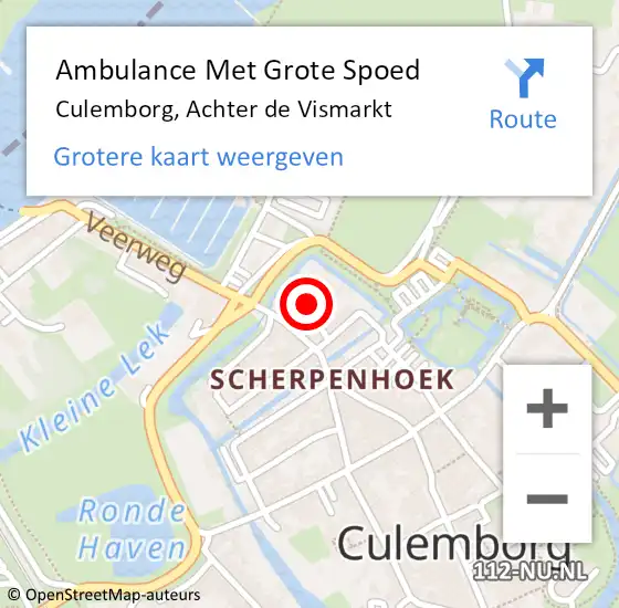 Locatie op kaart van de 112 melding: Ambulance Met Grote Spoed Naar Culemborg, Achter De Vismarkt op 5 juli 2017 22:41