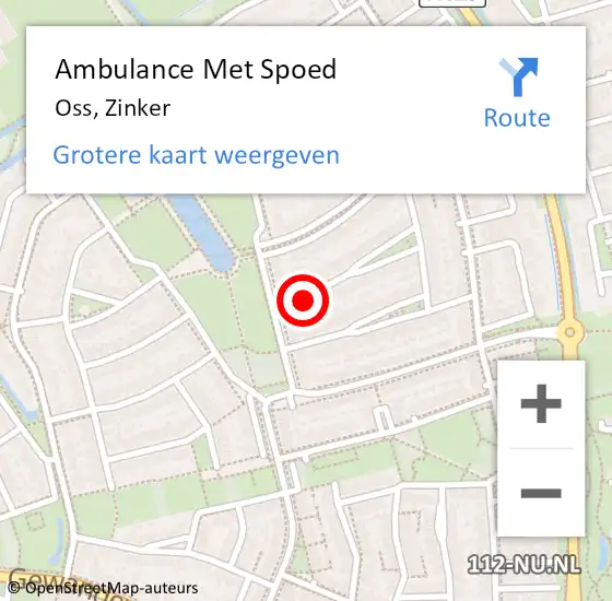 Locatie op kaart van de 112 melding: Ambulance Met Spoed Naar Oss, Zinker op 5 juli 2017 22:41