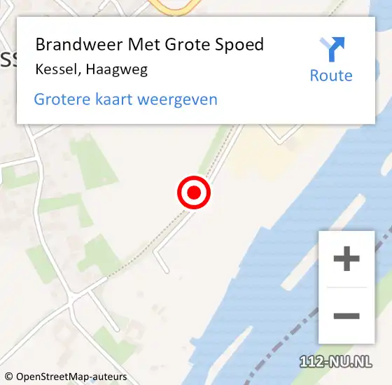 Locatie op kaart van de 112 melding: Brandweer Met Grote Spoed Naar Kessel, Haagweg op 5 juli 2017 22:43