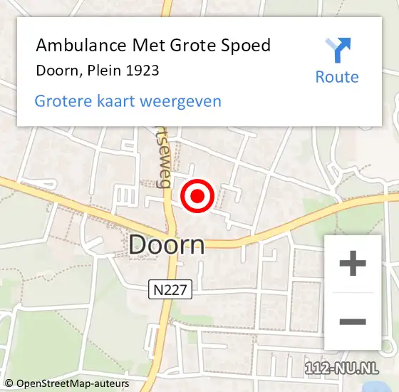 Locatie op kaart van de 112 melding: Ambulance Met Grote Spoed Naar Doorn, Plein 1923 op 5 juli 2017 23:34