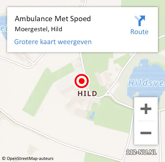 Locatie op kaart van de 112 melding: Ambulance Met Spoed Naar Moergestel, Hild op 5 juli 2017 23:58