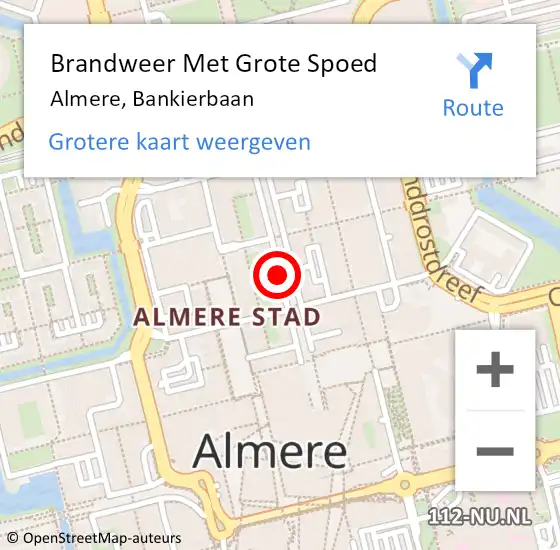 Locatie op kaart van de 112 melding: Brandweer Met Grote Spoed Naar Almere, Bankierbaan op 5 juli 2017 23:59
