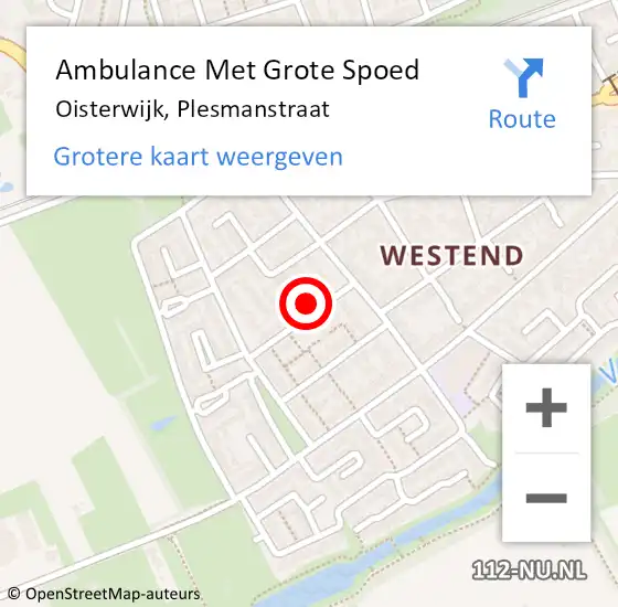 Locatie op kaart van de 112 melding: Ambulance Met Grote Spoed Naar Oisterwijk, Plesmanstraat op 6 juli 2017 00:19