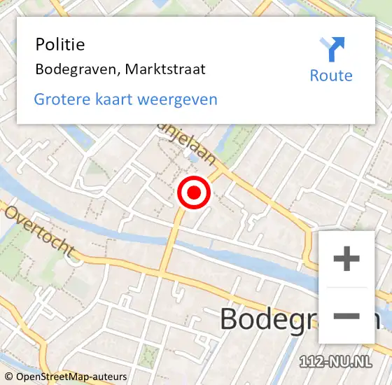 Locatie op kaart van de 112 melding: Politie Bodegraven, Marktstraat op 6 juli 2017 03:05