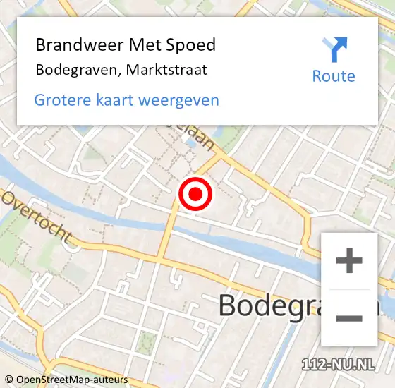 Locatie op kaart van de 112 melding: Brandweer Met Spoed Naar Bodegraven, Marktstraat op 6 juli 2017 03:17