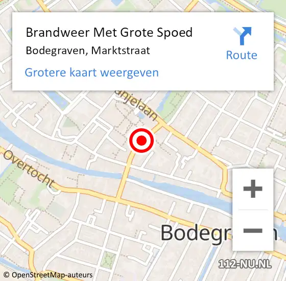 Locatie op kaart van de 112 melding: Brandweer Met Grote Spoed Naar Bodegraven, Marktstraat op 6 juli 2017 06:37