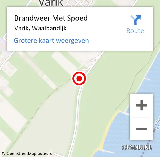 Locatie op kaart van de 112 melding: Brandweer Met Spoed Naar Varik, Waalbandijk op 6 juli 2017 07:30