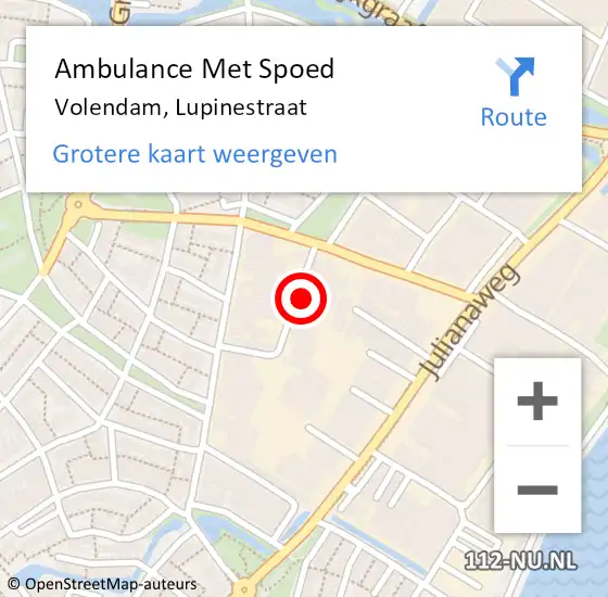 Locatie op kaart van de 112 melding: Ambulance Met Spoed Naar Volendam, Lupinestraat op 6 juli 2017 07:58