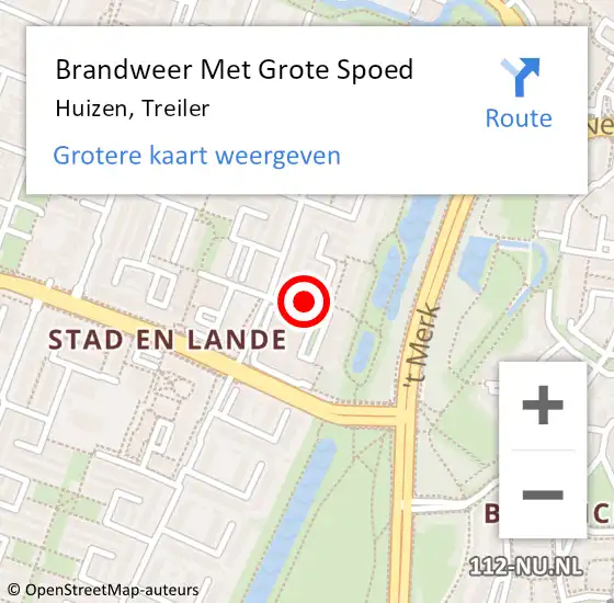 Locatie op kaart van de 112 melding: Brandweer Met Grote Spoed Naar Huizen, Treiler op 6 juli 2017 08:00