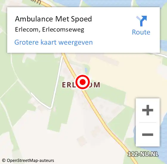 Locatie op kaart van de 112 melding: Ambulance Met Spoed Naar Erlecom, Erlecomseweg op 6 juli 2017 08:15