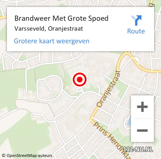 Locatie op kaart van de 112 melding: Brandweer Met Grote Spoed Naar Varsseveld, Oranjestraat op 6 juli 2017 09:06