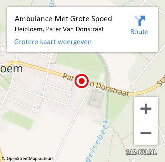 Locatie op kaart van de 112 melding: Ambulance Met Grote Spoed Naar Heibloem, Pater Van Donstraat op 6 juli 2017 09:51