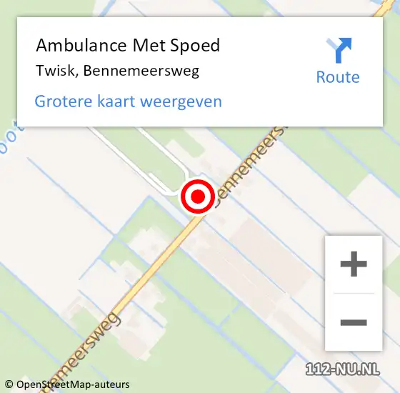 Locatie op kaart van de 112 melding: Ambulance Met Spoed Naar Twisk, Bennemeersweg op 6 juli 2017 10:22