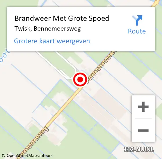 Locatie op kaart van de 112 melding: Brandweer Met Grote Spoed Naar Twisk, Bennemeersweg op 6 juli 2017 10:28