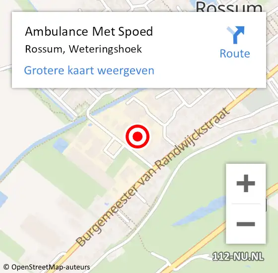 Locatie op kaart van de 112 melding: Ambulance Met Spoed Naar Rossum, Weteringshoek op 6 juli 2017 11:13