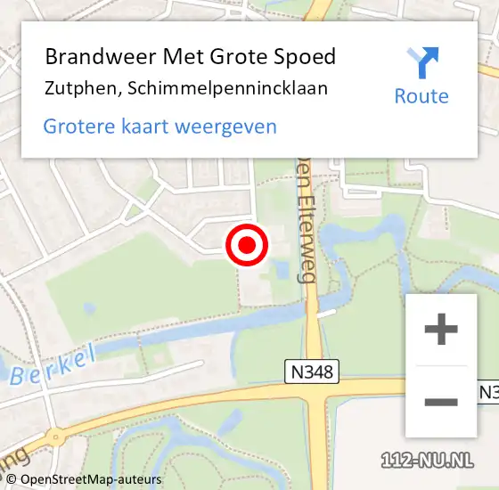 Locatie op kaart van de 112 melding: Brandweer Met Grote Spoed Naar Zutphen, Schimmelpennincklaan op 6 juli 2017 11:15