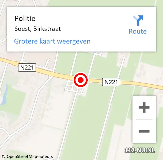 Locatie op kaart van de 112 melding: Politie Soest, Birkstraat op 6 juli 2017 11:47