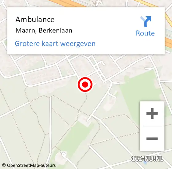 Locatie op kaart van de 112 melding: Ambulance Maarn, Berkenlaan op 6 juli 2017 11:52