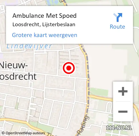 Locatie op kaart van de 112 melding: Ambulance Met Spoed Naar Loosdrecht, Lijsterbeslaan op 26 januari 2014 05:28