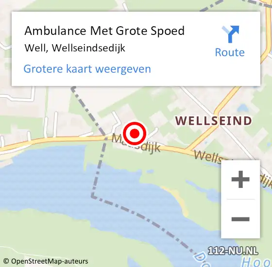 Locatie op kaart van de 112 melding: Ambulance Met Grote Spoed Naar Well, Wellseindsedijk op 26 januari 2014 05:30