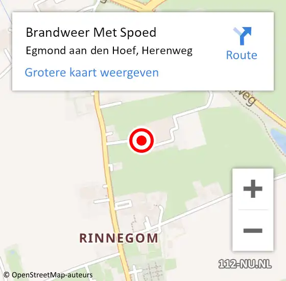 Locatie op kaart van de 112 melding: Brandweer Met Spoed Naar Egmond aan den Hoef, Herenweg op 6 juli 2017 12:53