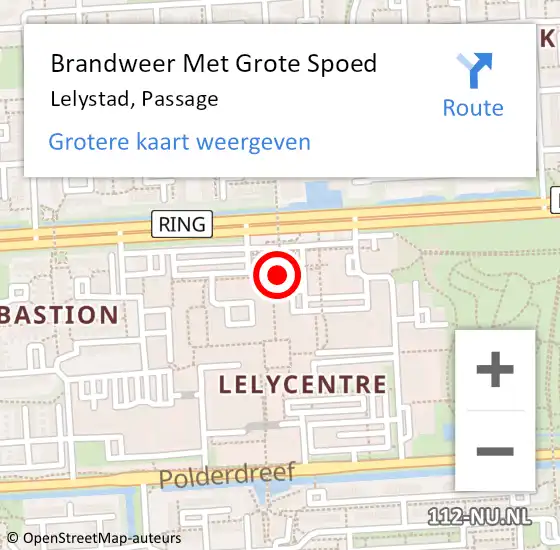 Locatie op kaart van de 112 melding: Brandweer Met Grote Spoed Naar Lelystad, Passage op 6 juli 2017 13:36