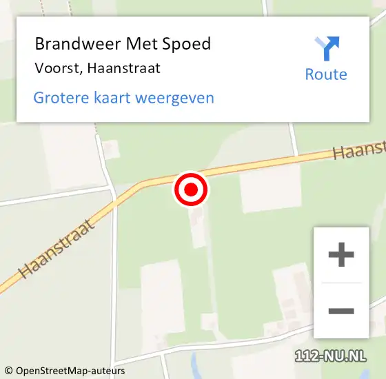 Locatie op kaart van de 112 melding: Brandweer Met Spoed Naar Voorst, Haanstraat op 6 juli 2017 13:37