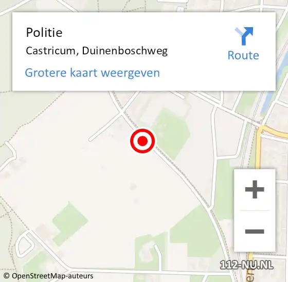 Locatie op kaart van de 112 melding: Politie Castricum, Duinenboschweg op 6 juli 2017 13:49