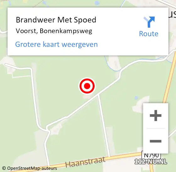 Locatie op kaart van de 112 melding: Brandweer Met Spoed Naar Voorst, Bonenkampsweg op 6 juli 2017 13:55